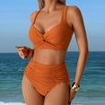 thumbnail image 7 of Linfrsh Women's Tummy Control Bikini Sets Twist Front Swimsuits High Waisted Bathing Suits Sexy Bikinis for Women Orange,XL, 7 of 7