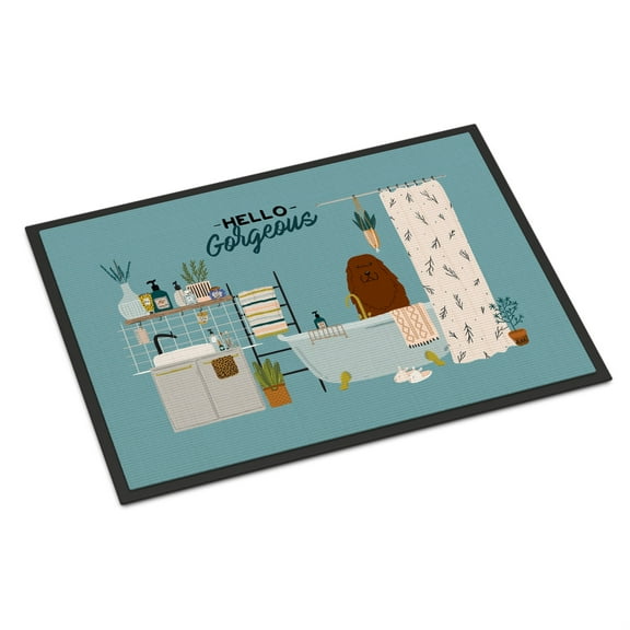 Caucasian Shepherd Dog in Bathtub Indoor or Outdoor Mat 24x36 CK7472JMAT