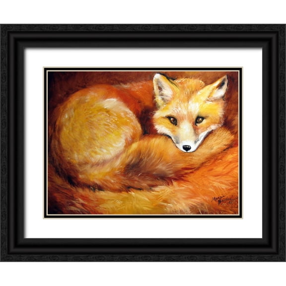 Baldwin, Marcia 14x12 Black Ornate Wood Framed with Double Matting Museum Art Print Titled - Red Fox Den