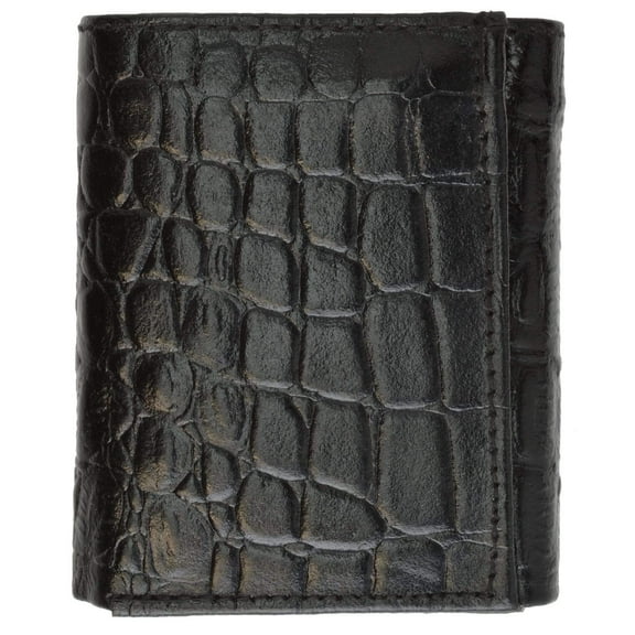 Alligator Print Cowhide Leather Trifold Wallet with ID Window & Credit Card Slots 71107 CR