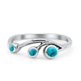 thumbnail image 2 of Three Stone Petite Dainty Fashion Turquoise Ring Band 925 Sterling Silver Size 6, 2 of 5