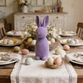 thumbnail image 4 of SLYNSHome Flocked Bunny Easter Decorations Purple Pastel Rabbit Figurines for Easter Centerpieces Spring Home Tabletop Decor, 4 of 7