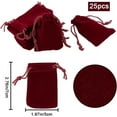 thumbnail image 2 of 25Pcs 7x5cm Velvet Pouches Dark Red Burgundy Red Soft Velvet Cloth Gift Bags with Drawstring Jewelry Pouches (2.8x2Inch), 2 of 9