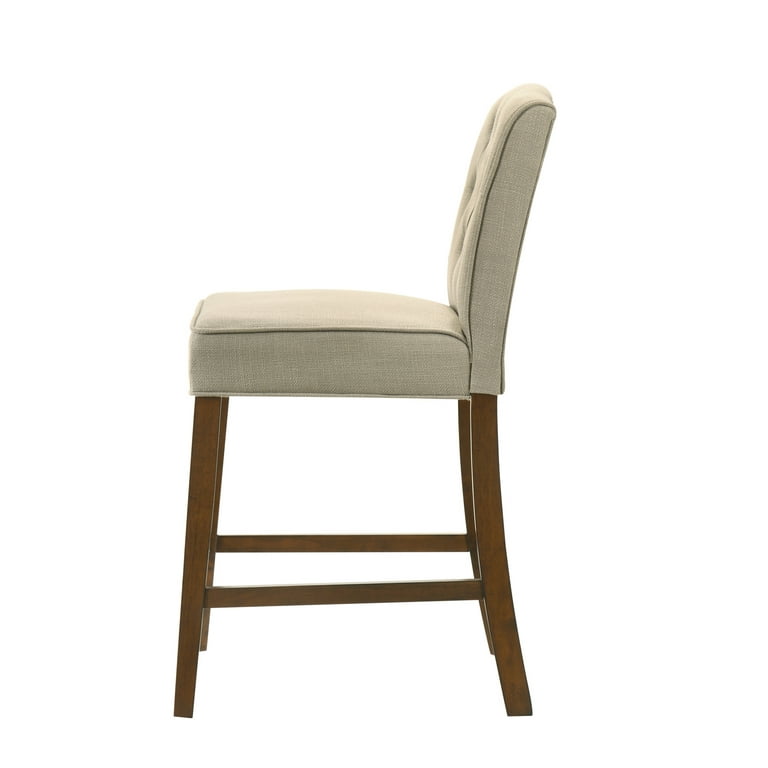 23 Inch Width Counter Height Chair Modern Upholstered Dining Chair with Solid Wood Legs Metal Footrest and Button Tufted High Back for Kitchen Bar and Dining Room Tan Walmart
