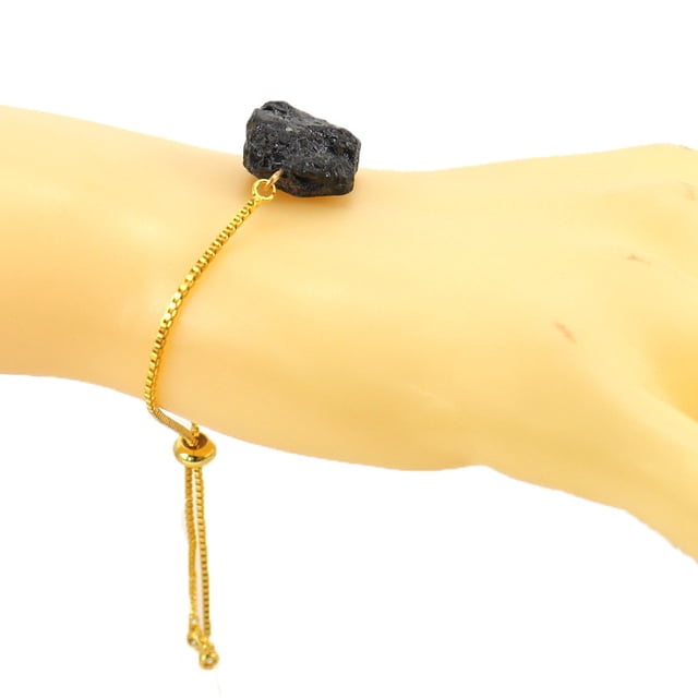 Xiao Hua Pulsera de cuentas hecha a mano, ideal para hombres y mujeres, con piedras naturales irregulares mixtas, ajustable, color negro.