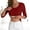 Wine, variant on Caywon Women Tops with Built In Bra Crewneck 3/4 Sleeve Undershirts Spring Casual Loose T-Shirts No Underwire Home Sleepwear Soft Stretch Base Layer