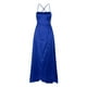 thumbnail image 5 of Vestidos de novia Prolriy para mujer, vestidos de fiesta para mujer, largos, elegantes, sin espalda, de satén, con abertura lateral y bolsillos, para boda, noche, fiesta, azul oscuro, XXL, 5 of 8