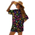 thumbnail image 2 of FKEKYI Colorful Dog Paw Print Women's Short Set 2 Pcs for Summer Open Front Top & Shorts with Elastic Waist Lightweight Beach Set Resort Wear for Home Lounging, M, 2 of 7