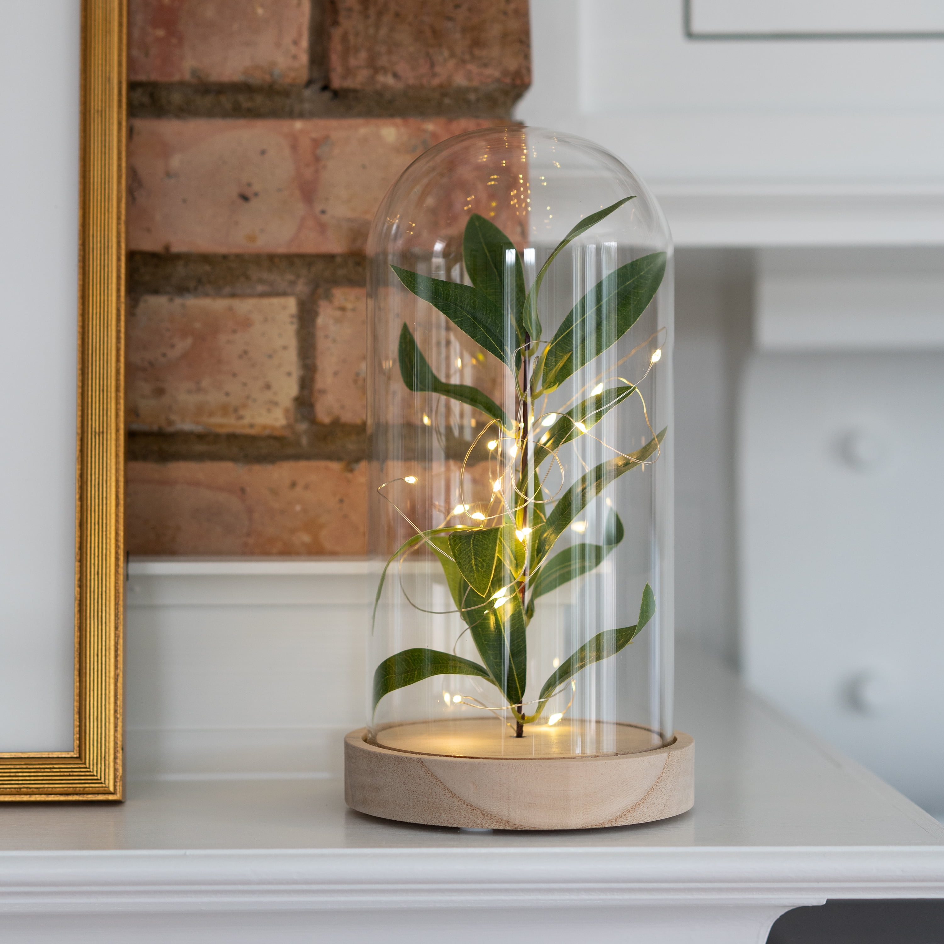 Mainstays 10" Indoor Tabletop LED Cloche with Faux Plant