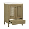 thumbnail image 4 of 24" Bathroom Vanity with Ceramic Basin Bathroom Storage Cabinet with Rattan Doors Drawer Single Sink Vanity Set for Bathroom, 4 of 6