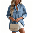 thumbnail image 3 of Women Long Sleeve Denim Shirts Button Down Casual Tops, 3 of 6