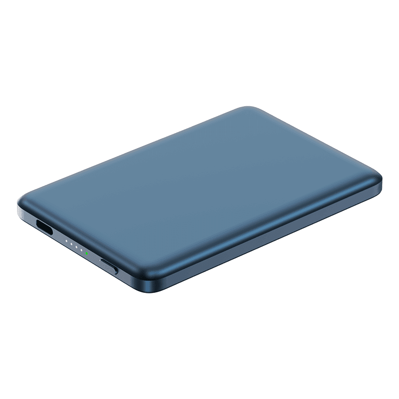 XYZtech X Blade 5K Wireless Power Bank - 5000 mAh - 0.3" Metal Casing Design, Compatible with iPhone and Samsung, Metallic Blue