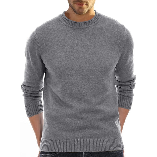 CVLIFE Chandail Homme Hiver Chaud Chandail Manches Longues Col Rond Décontracté Tricoté Gris G