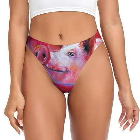 Thongs for Women - Pink Pig No Show Seamless Womens Thongs Underwear  Stretch G String Thongs for Women  Ladies Breathable Thong Bikini Panties Briefs