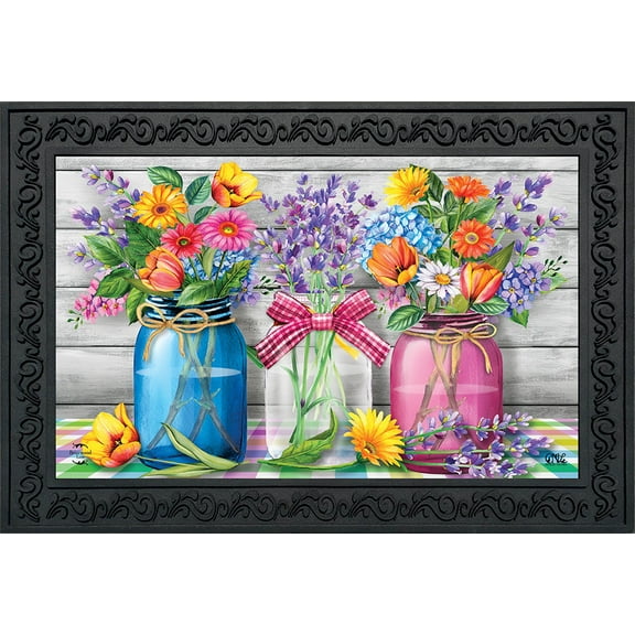 Briarwood Lane Spring Floral Jars Rustic Doormat