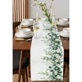 thumbnail image 4 of Green Eucalyptus Leaves Table Runner Cotton Linen 108 Inch Holiday Dresser Scarves, Floral Watercolor Botanical Tablerunner for Kitchen Coffee Dining Bedroom Dinner Scarf Décor 13''x108'', 4 of 9