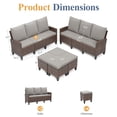 thumbnail image 5 of ELPOSUN Outdoor Patio Sectional 3-Seater Sofa Set of 2,6 Pieces All Weather Wicker Patio Furniture Set High Back Patio Couch with Ottomans for Porch,Garden,Backyard,Brown&Gray, 5 of 8