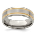 thumbnail image 1 of Edward Mirell Titanium &Real 14kt Satin & Polished Millgrain 7mm Band S:11, 1 of 1