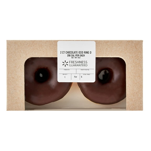 Freshness Guaranteed Regular Chocolate Iced Ring Donuts, 4 oz, 2 Count
