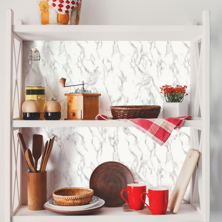 Mainstays White Marble Peel and Stick Wallpaper, 17.8" W x 9' L