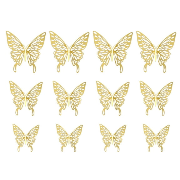 Safeglitz 3D Hollow Butterfly Wall Stickers, Cardboard Butterfly Wall Decor Stickers,3D Hollow Butterfly Wall Sticker Home Decor Gold