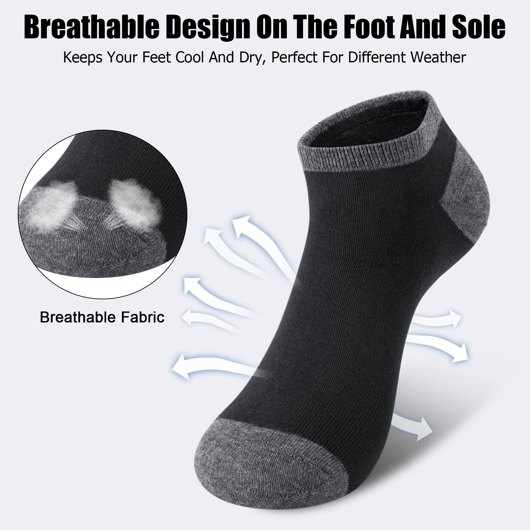 KOITHOT 50 Pairs Mens Ankle Socks Low Cut Lightweight Breathable Summer Mens Socks Size 10 13 Value Pack