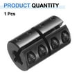 thumbnail image 3 of Uxcell Shaft Coupling, 1/4" to 1/4" Bore, 11/16" OD, 1-1/8" Length, Black Oxide Rigid Single Split Clamping Coupling with #4-40 x 3/8" Set Screws for 3D Printer Motor Wheel, 3 of 6