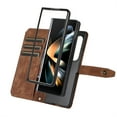 thumbnail image 2 of JiaheCover for Samsung Galaxy Z Fold5 Wallet Case,Rugged Shockproof Zipper Credit Card Slot Stand with Shoulder Strap Full Body Protection Case Cover,Brown, 2 of 9