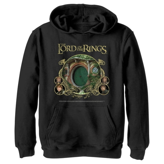 Boy's The Lord of the Rings Fellowship of the Ring The Shire Circles  Pull Over Hoodie Black Large
