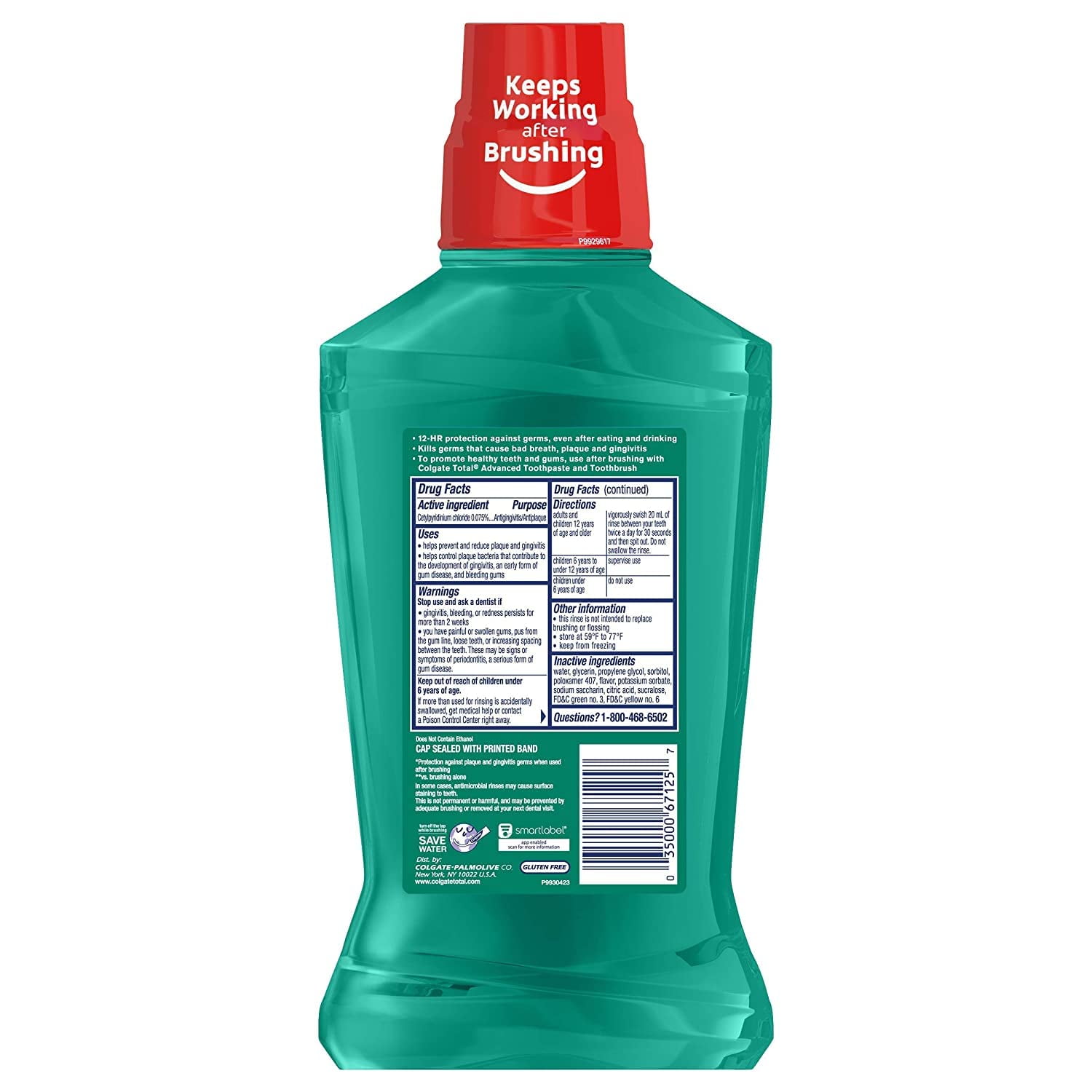 Colgate Total Advanced Pro-Shield Spearmint Surge, 16.9Oz (Pack Of 3)