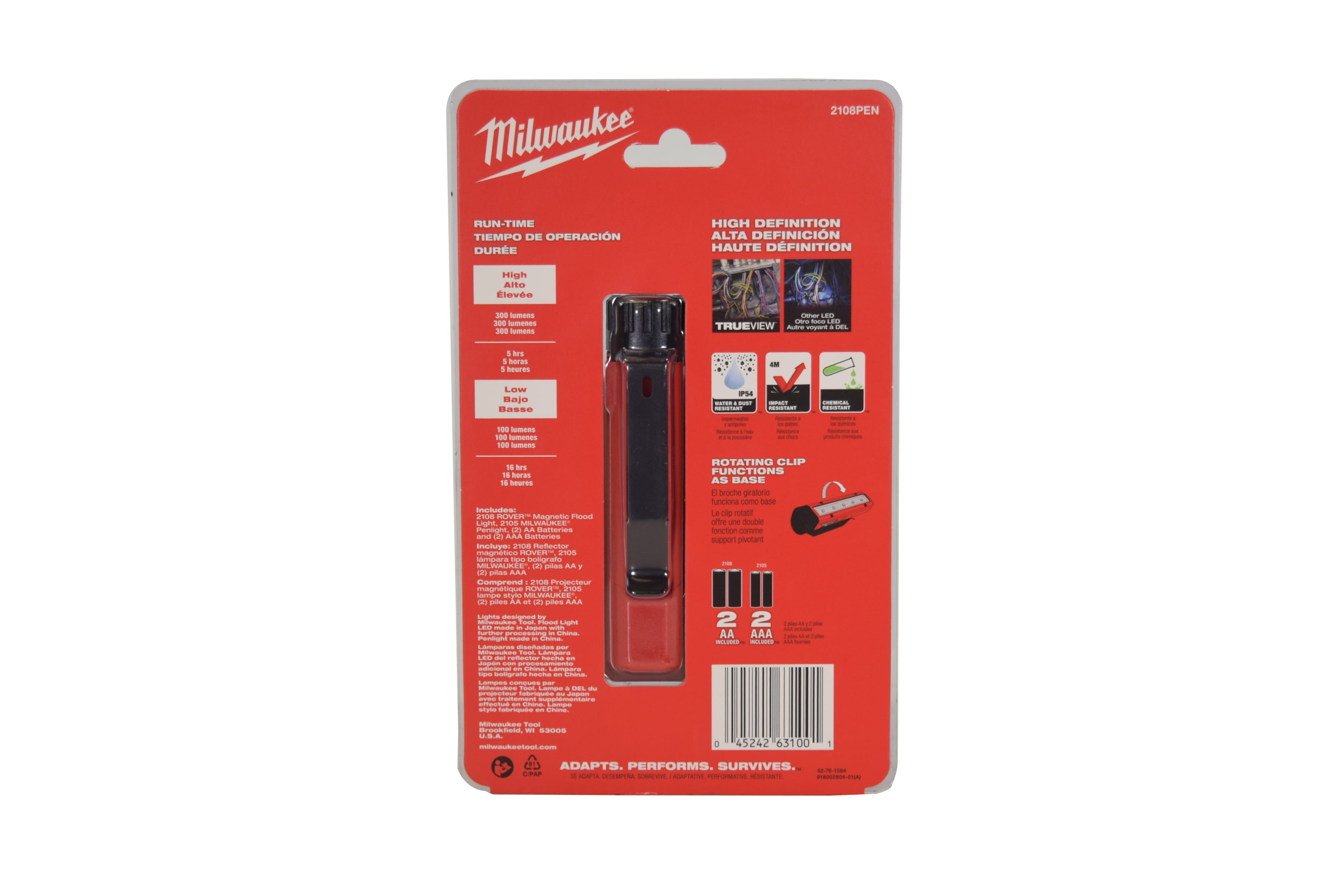 milwaukee flashlight 2108 Milwaukee 2108PEN Rover Magnetic Flood Light with Penlight