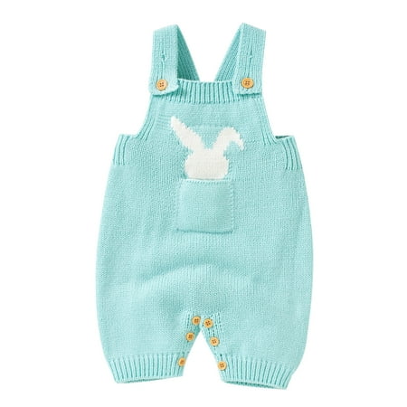 

ZIZOCWA 6-9 Months Baby Girl Clothes Boho Baby Knit Romper Cotton Sleeveless Strap Boy Girl Bunny Pattern Sweater Clothes Baby Jumpsuit Fall Baby Clot Sky Blue86