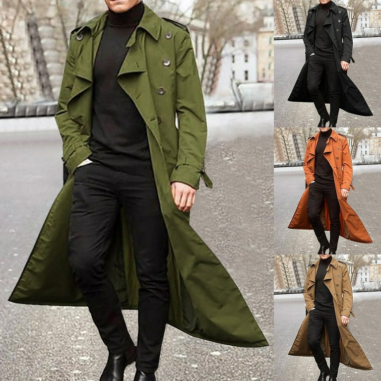Fusipu Coat Double-breasted Lapel Windbreaker Western Style Men
