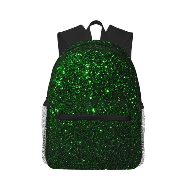 Disketp Green Sparkling Mochila Ligera Clásica con Múltiples Bolsillos, Mochila Casual para Hombre y Mujer, Ideal para Escuela, Trabajo y Viajes