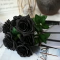 thumbnail image 2 of 1Pc Ornamental Artificial Rose Realistic Faux Silk Flower Reusable Fake Black Floral Decor for Indoor, 2 of 6