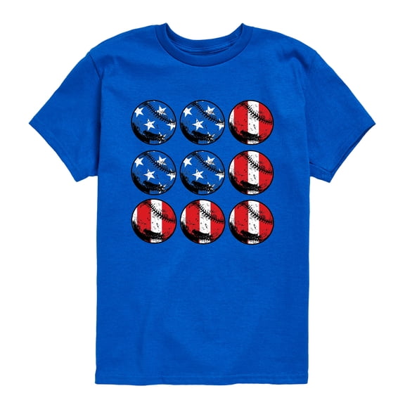 Instant Message - Baseball Flag - Youth Boys Short Sleeve Graphic T-Shirt