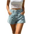 thumbnail image 2 of Atogsazn Womens Summer Denim Shorts Casual Button High Waist Wide Leg Short Jeans with Pocket Sky Blue M Fashion, 2 of 8