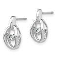 thumbnail image 2 of Sterling Silver Rhodium CZ Birthstone Vibrant Earrings, 2 of 3