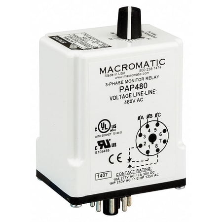Macromatic 3 Phase Monitor Relay SPDT 240VAC 8 Pin PAP240 price history on PriceWatchPro
