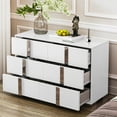 thumbnail image 5 of Modern Dresser with Metal Handle, Mirrored Storage Cabinet and 6 Drawers for Bedroom, Living Room, White, 5 of 8