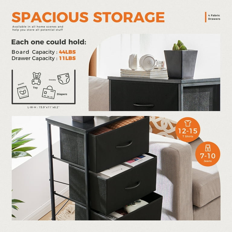 ZUNMOS 4 Drawer Dresser, Wide Chest Of Drawers, Nightstand