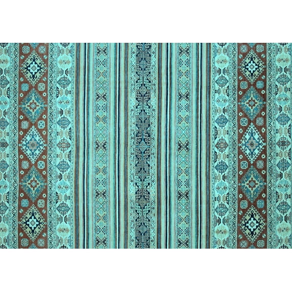 Ahgly Company Indoor Rectangle Abstract Light Blue Modern Area Rugs, 2' x 4'