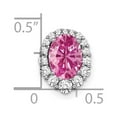 thumbnail image 3 of Auriga Fine Jewelry 14K White Gold Oval Creat. Pink Sapphire/Diamond Halo Chain Slide Pendant for Women (L-11.4mm, W-9.3mm), 3 of 5