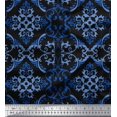 thumbnail image 1 of Soimoi Black Poly Georgette Fabric Vector Design Damask Fabric Prints By Yard 52 Inch Wide, 1 of 3
