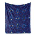 thumbnail image 1 of Navy Soft Flannel Fleece Throw Blanket, Abstract Shabby Form with Geometric Inner Squares with Colors Pattern, Cozy Plush for Indoor and Outdoor Use, 50" x 70", Indigo Coral Yellow, by Ambesonne, 1 of 6