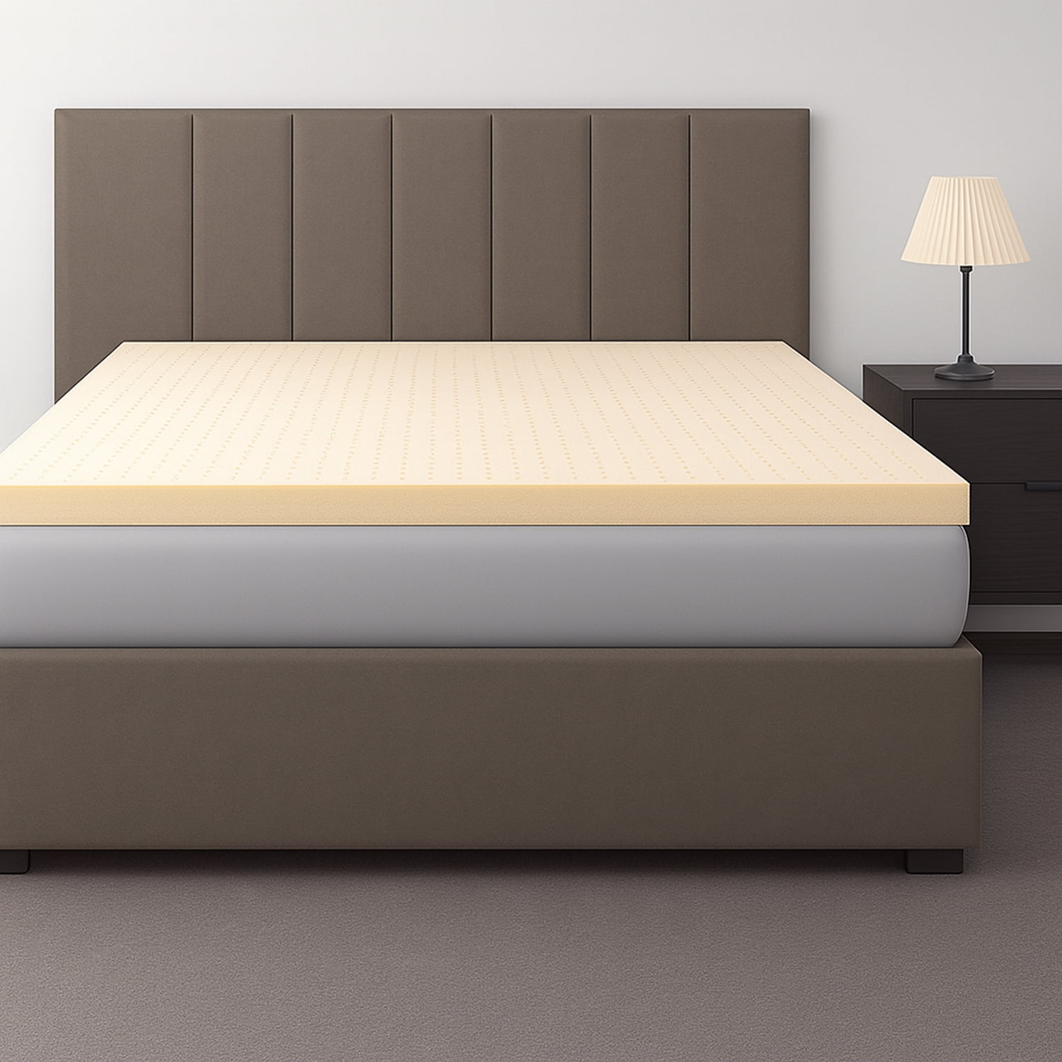 ORGANIC TEXTILES Organic Latex Mattress Topper, GOLS Certified - Heather Grey Cover, No Zipper - (3" Twin-XL - Firm)