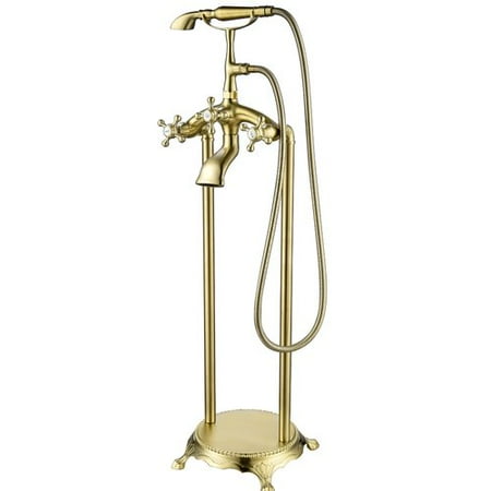 Vanity Art Single Handle Floor Mounted Freestanding Tub Filler with Handshower