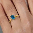 thumbnail image 4 of Gem Stone King 10K Yellow Gold London Blue Topaz and White Diamond Engagement Ring for Women (2.11 Cttw, Emerald Cut 8X6MM, Gemstone November Birthstone, Available in Size 5, 6, 7, 8, 9), 4 of 5