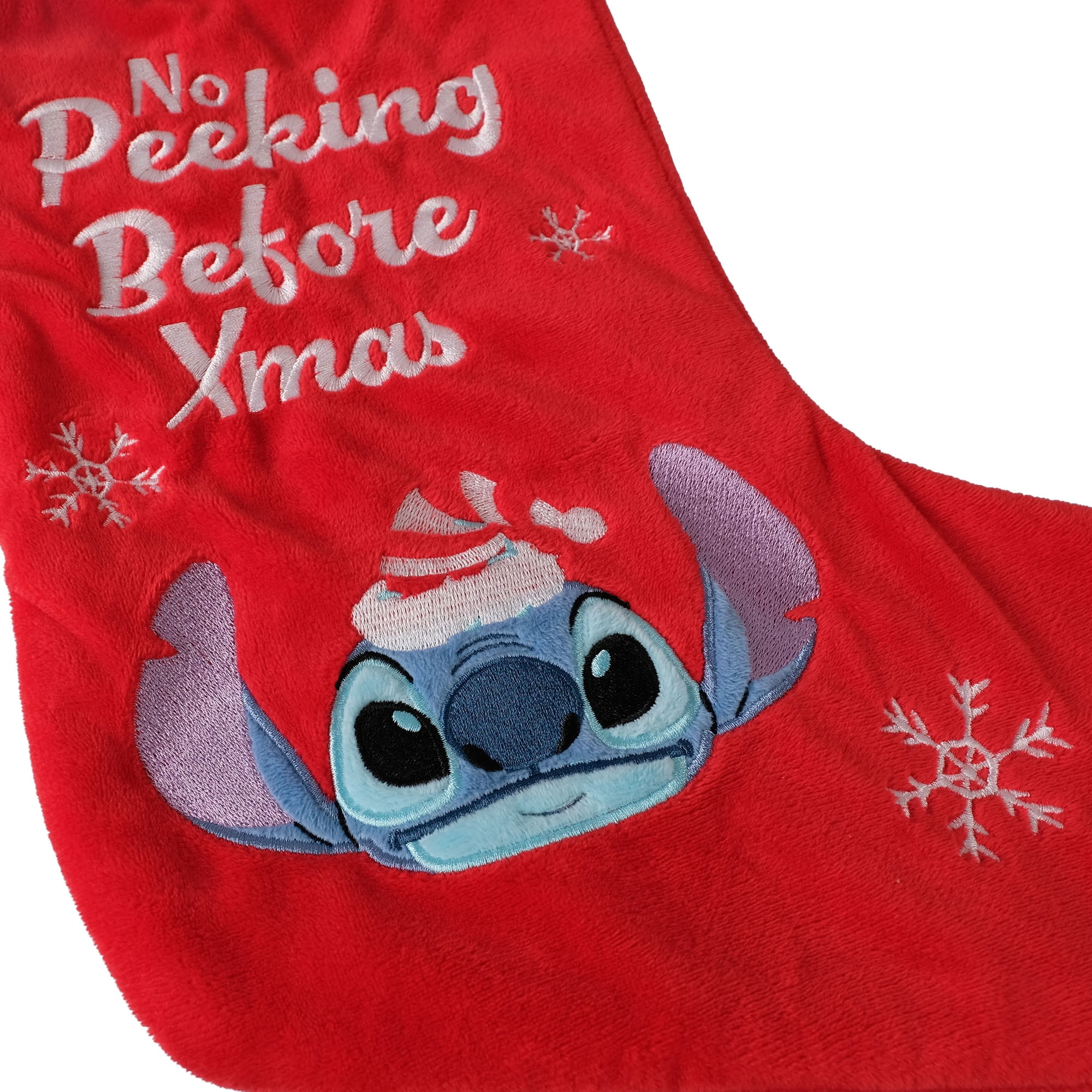 Stitch 3D Plush Head Christmas Stocking – No Peeking Before Xmas Design
