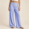 thumbnail image 5 of KIHOUT Womens Striped Waist Wide Leg Pants High Rise Elastic Back Casual Loose Fit Straight Leg Trousers with Pockets Daily Wear, 5 of 7